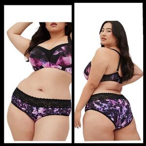 4X 26W Torrid Purple Hipster Panty Tie Dye Galaxy Space Wide Lace Band Mid Rise